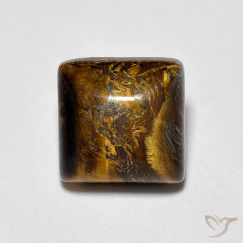 1.34ct Натуральный Medium Light-Brown Тигриный Глаз, Квадрат, Непрозрачный