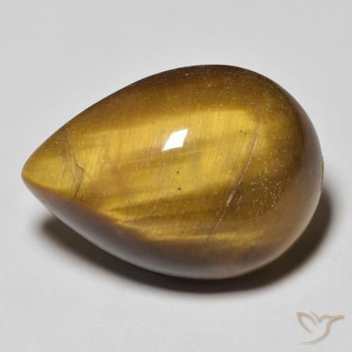 13.04ct Натуральный Желтовато-коричневый Тигриный Глаз, Форма груши, Непрозрачный