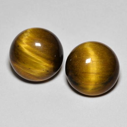 Натуральный коричневый tiger's eye 7,99 карата огранка круг, непрозрачный