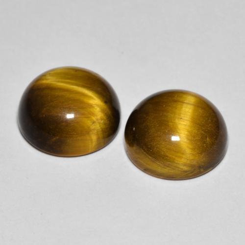 Натуральный коричневый tiger's eye 7,99 карата огранка круг, непрозрачный