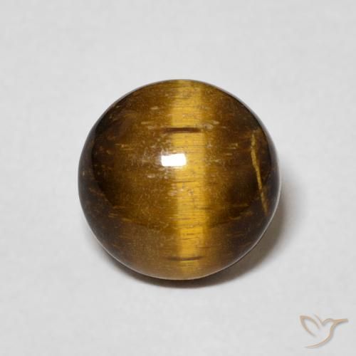 1.98ct Натуральный Желтовато-коричневый Тигриный Глаз, Круглый, Непрозрачный