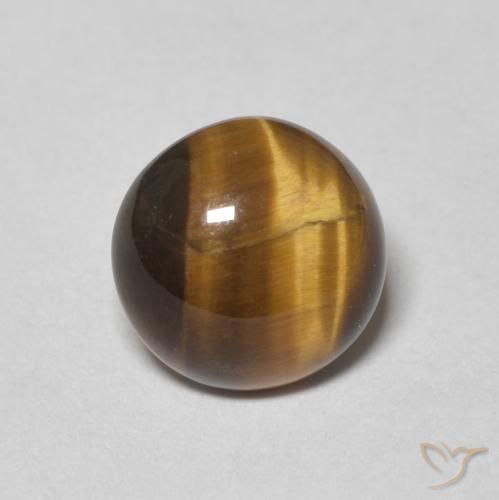 1.64ct Натуральный Желтовато-коричневый Тигриный Глаз, Круглый, Непрозрачный
