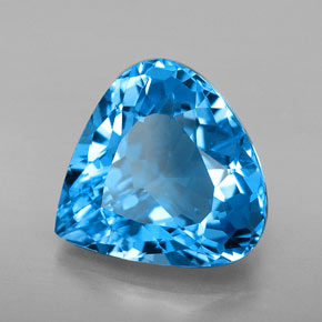 Натуральный синий топаз 7,50 карата форма груши, чистота VVS