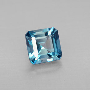 Натуральный синий топаз 1,51 карата изумрудная огранка, VVS-VS