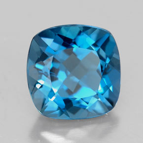 Натуральный синий топаз 2,63 карата подушка крой, VVS-VS