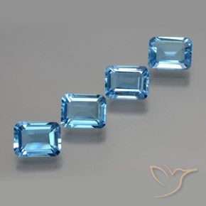 7.75 карата, натуральный Свисс-Блю Топаз, Октагон / Изумрудная Огранка, VVS-VS