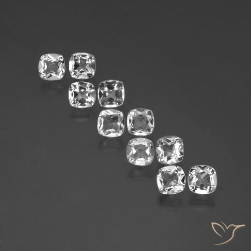 4.41 карата, натуральный Ясно Белый Топаз, Подушка Крой, VVS-VS