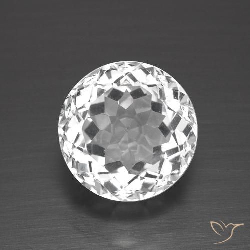 3.40ct Натуральный Ясно Белый Топаз, Круглый, VVS-VS