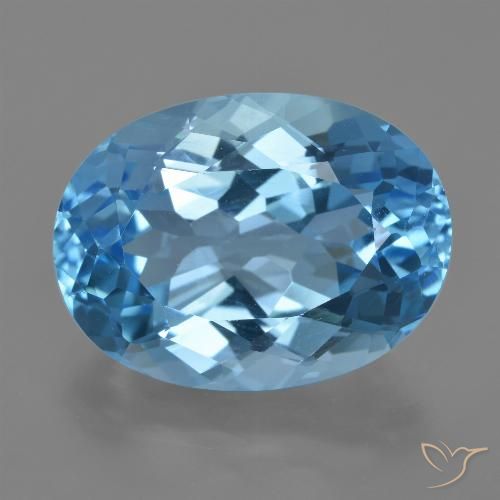 22.72ct Натуральный Свисс-Блю Топаз, Овал, VVS-VS