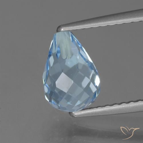 2.46ct Натуральный Небесно Голубой Топаз, Бриолет, Чистота VS