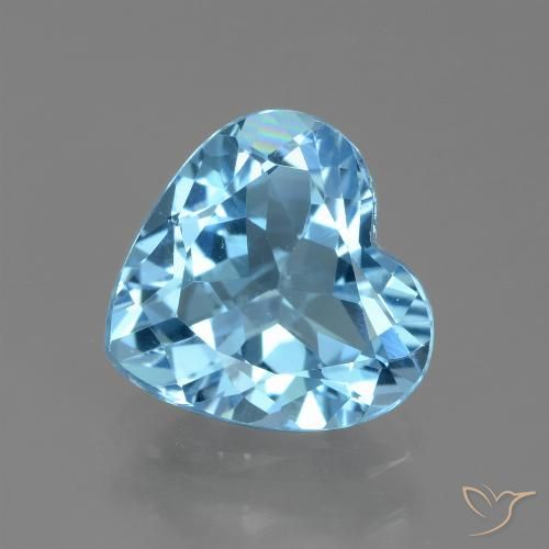 2.47ct Натуральный Небесно Голубой Топаз, Сердце, Чистота VVS
