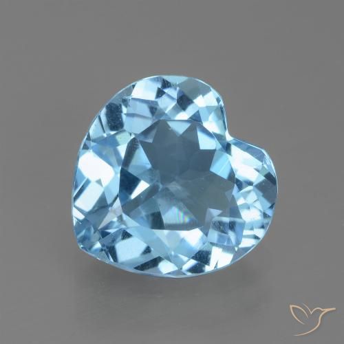 2.76ct Натуральный Небесно Голубой Топаз, Сердце, Чистота VVS