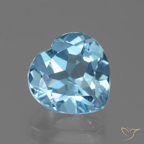 3.02ct Натуральный Небесно Голубой Топаз, Сердце, Чистота VVS