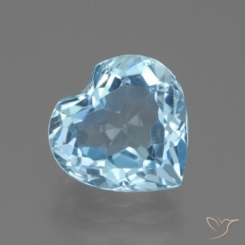 2.83ct Натуральный Небесно Голубой Топаз, Сердце, Чистота VVS