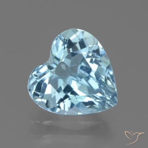 2.87ct Натуральный Небесно Голубой Топаз, Сердце, Чистота VVS