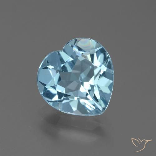 2.88ct Натуральный Небесно Голубой Топаз, Сердце, Чистота VVS