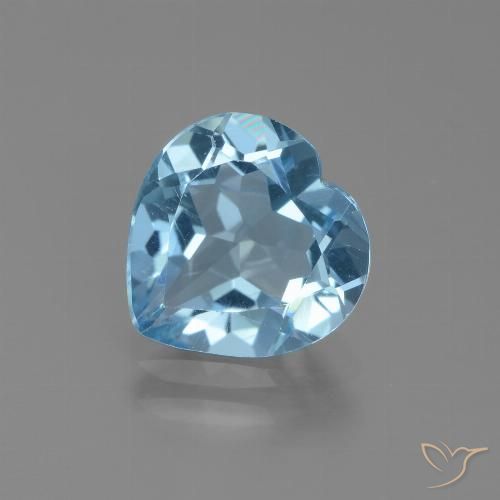 2.74ct Натуральный Небесно Голубой Топаз, Сердце, Чистота VVS
