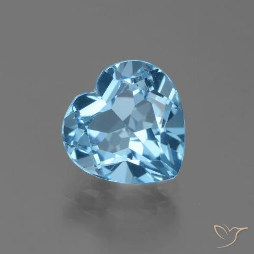 3.07ct Натуральный Небесно Голубой Топаз, Сердце, Чистота VVS