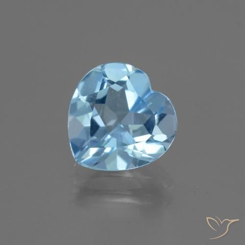 2.74ct Натуральный Небесно Голубой Топаз, Сердце, Чистота VVS