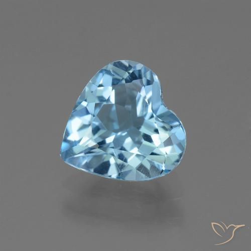 2.44ct Натуральный Небесно Голубой Топаз, Сердце, Чистота VVS