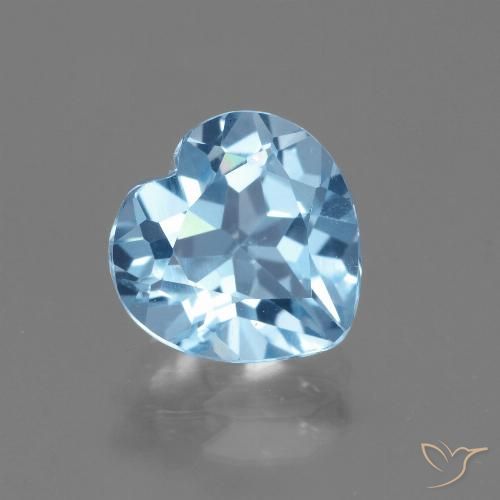 3.01ct Натуральный Небесно Голубой Топаз, Сердце, Чистота VVS