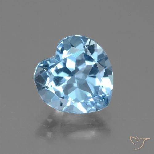 2.94ct Натуральный Небесно Голубой Топаз, Сердце, Чистота VVS
