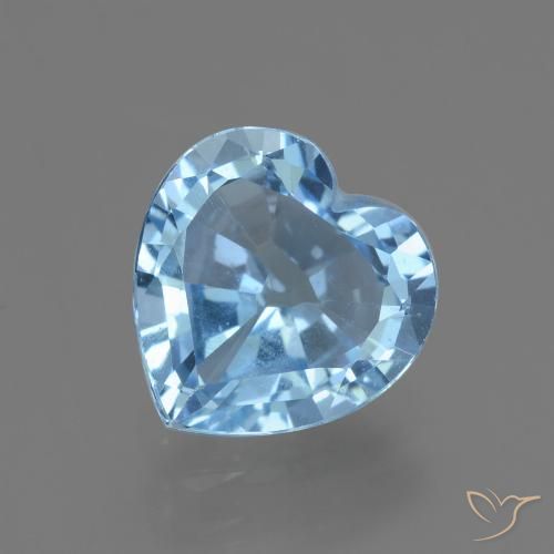 2.88ct Натуральный Небесно Голубой Топаз, Сердце, Чистота VVS