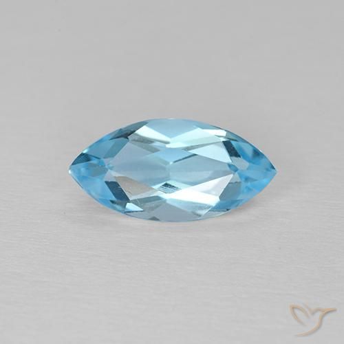 1.38ct Натуральный Небесно Голубой Топаз, Маркиза, VVS-VS
