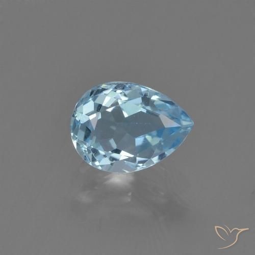 0.92ct Натуральный Небесно Голубой Топаз, Форма груши, VVS-VS