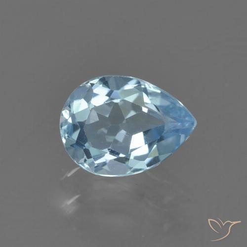 0.89ct Натуральный Небесно Голубой Топаз, Форма груши, Чистота VS