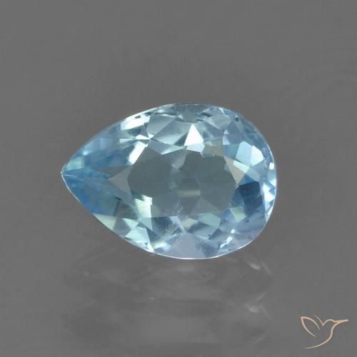 0.90ct Натуральный Небесно Голубой Топаз, Форма груши, Чистота VS