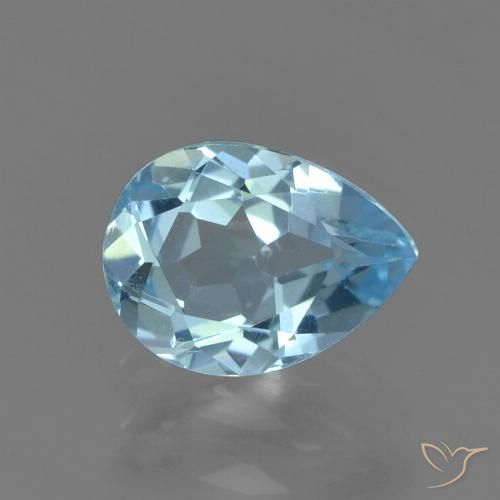 0.88ct Натуральный Небесно Голубой Топаз, Форма груши, Чистота VS
