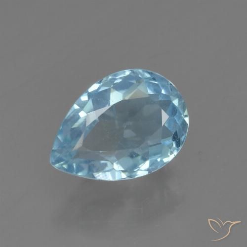 0.87ct Натуральный Небесно Голубой Топаз, Форма груши, Чистота VS