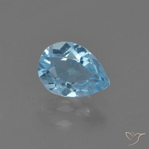 0.92ct Натуральный Небесно Голубой Топаз, Форма груши, Чистота VS