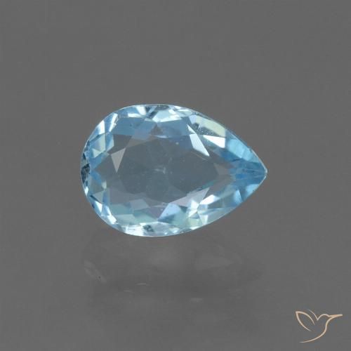 0.87ct Натуральный Небесно Голубой Топаз, Форма груши, Чистота VS
