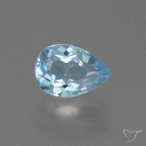 0.84ct Натуральный Небесно Голубой Топаз, Форма груши, Чистота VS
