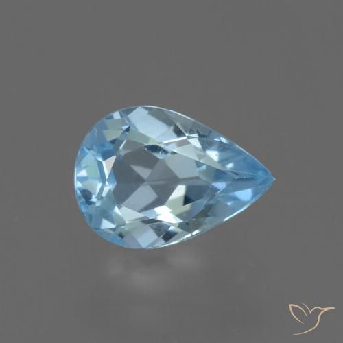 0.83ct Натуральный Небесно Голубой Топаз, Форма груши, VVS-VS