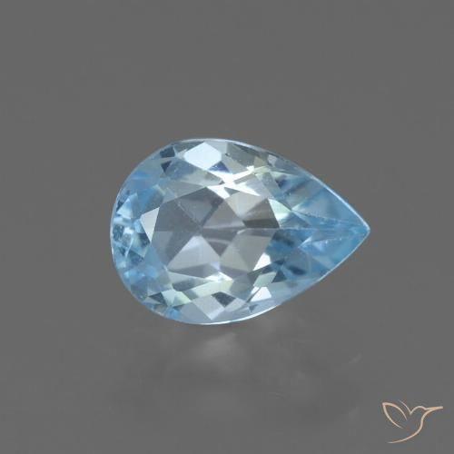 0.83ct Натуральный Небесно Голубой Топаз, Форма груши, VVS-VS