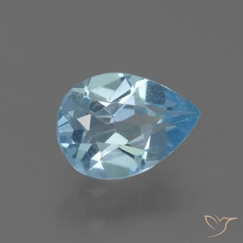 0.82ct Натуральный Небесно Голубой Топаз, Форма груши, Чистота VS