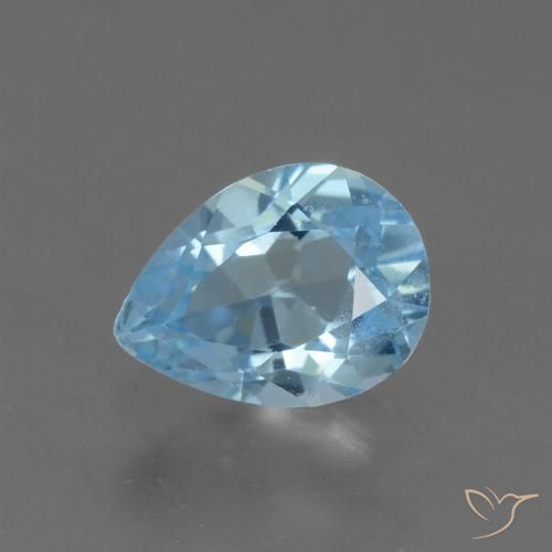 0.82ct Натуральный Небесно Голубой Топаз, Форма груши, Чистота VS