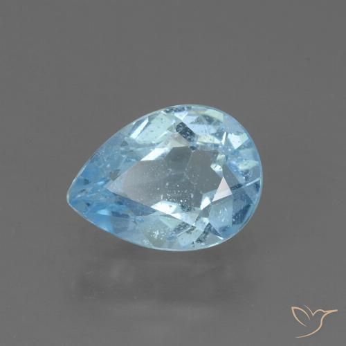 0.86ct Натуральный Небесно Голубой Топаз, Форма груши, Чистота VS