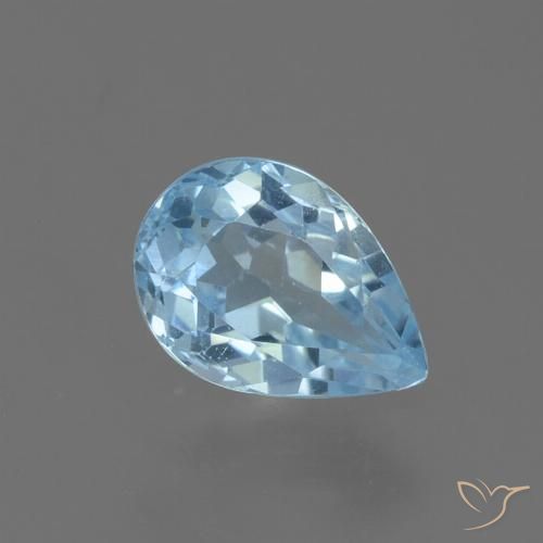 0.88ct Натуральный Небесно Голубой Топаз, Форма груши, Чистота VS