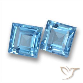 3.99 карата, натуральный Небесно Голубой Топаз, Квадрат, VVS-VS
