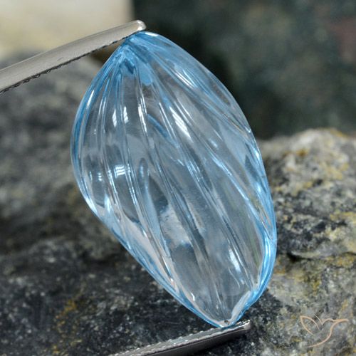 19.21ct Натуральный Небесно Голубой Топаз, причудливая, Прозрачный