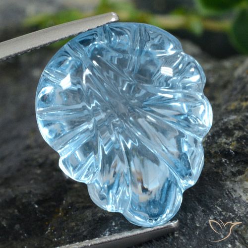 15.42ct Натуральный Свисс-Блю Топаз, Огранка Цветок, Прозрачный