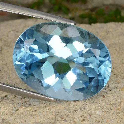 21.34ct Натуральный Свисс-Блю Топаз, Овал, Чистота VVS
