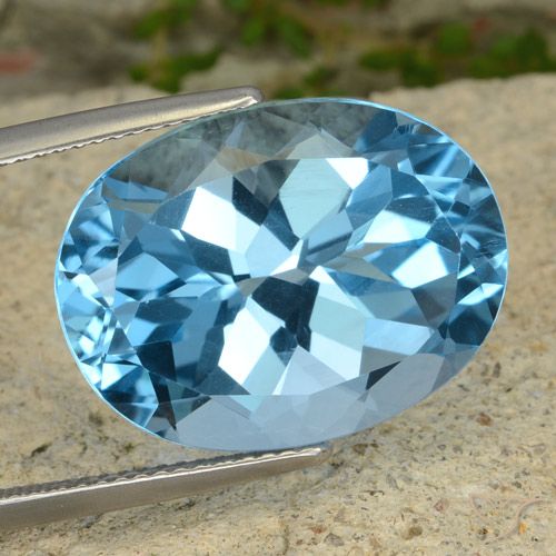 21.13ct Натуральный Свисс-Блю Топаз, Овал, Чистота VVS