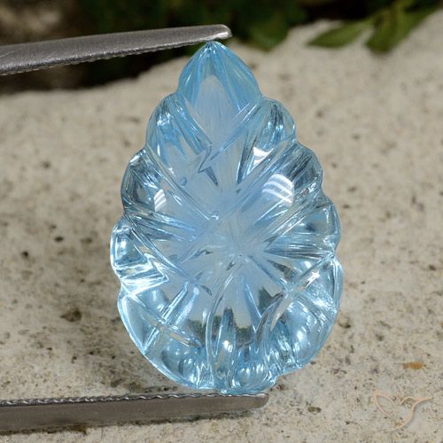 12.49ct Натуральный Небесно Голубой Топаз, Огранка Цветок, Прозрачный