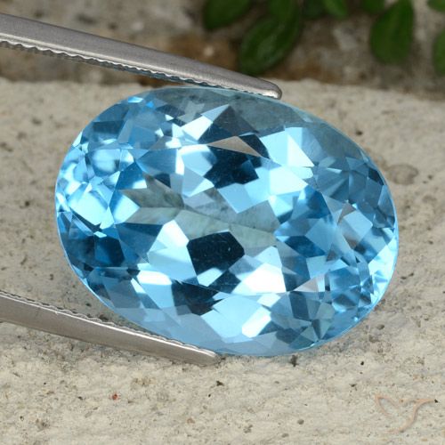 22.38ct Натуральный Свисс-Блю Топаз, Овал, VVS-VS