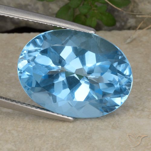 21.58ct Натуральный Небесно Голубой Топаз, Овал, VVS-VS